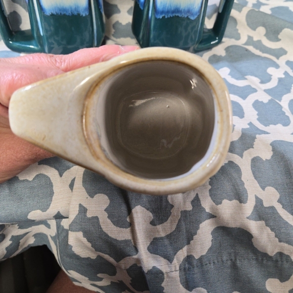 Set of 3 Rodolfo Padilla Blue Drip Glazed 10 oz. Stoneware Coffee Mug Cup - Picture 2 of 5